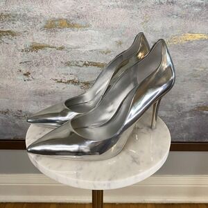 Aldo Shoes Womens Size 8 Silver Metallic Pointed Toe Stiletto Heel Pumps